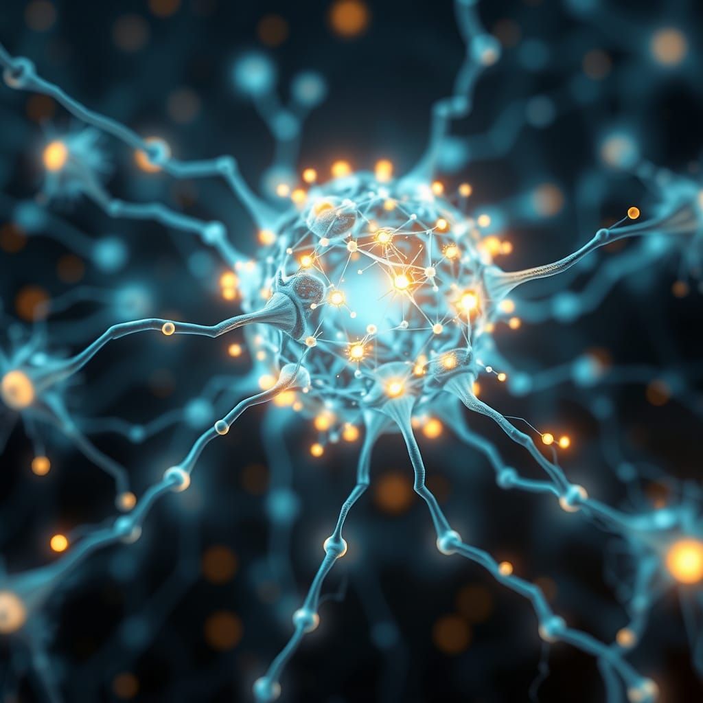 Abstract AI in Glowing Digital Networks