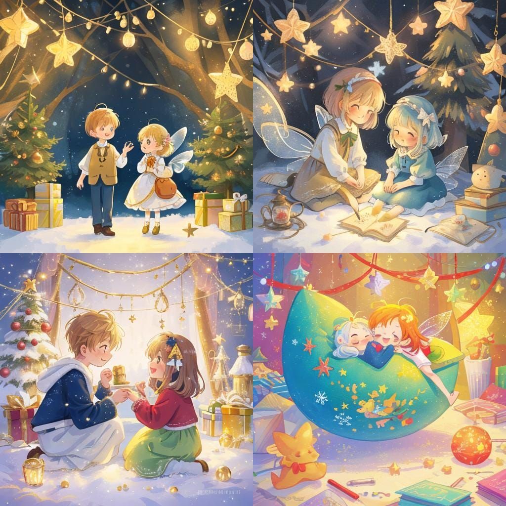 Aesthetic Girl and Boy Decorating Christmas Tree