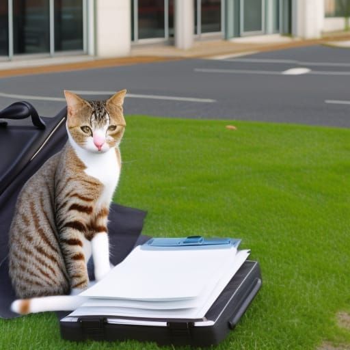Cats in Suits: Business Meeting with Briefcase