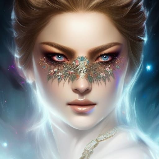 Iridescent Starlight Eyes: Maximalist Portrait