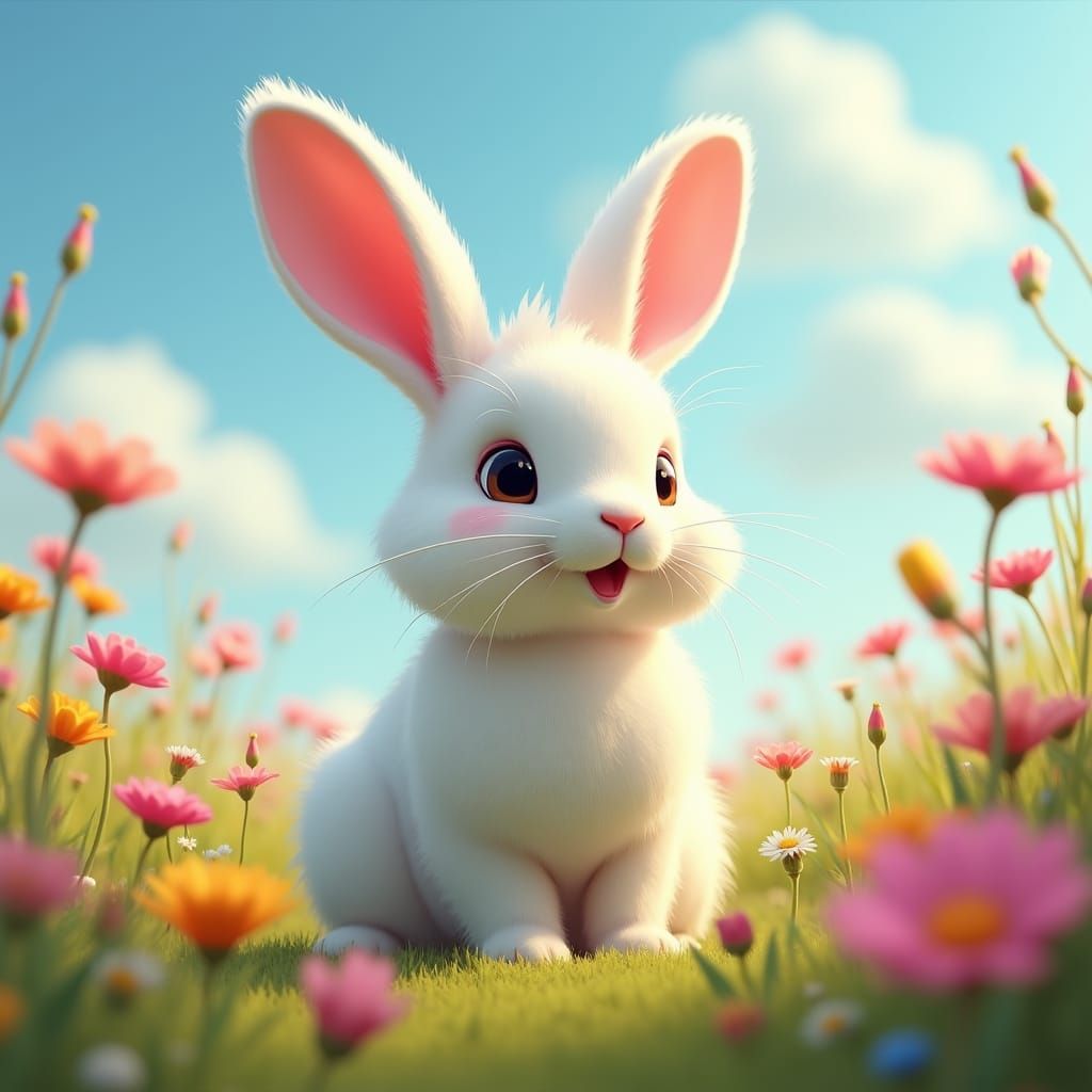 Rabbit in Meadow: Fantasy Concept Art