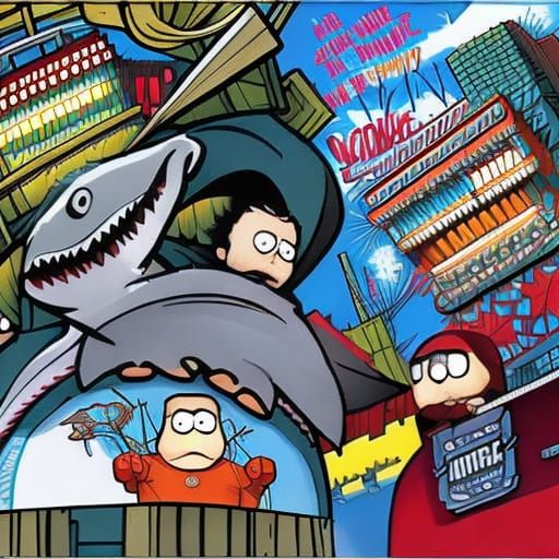 Shark Mutant Redneck Party: Comic Book Art