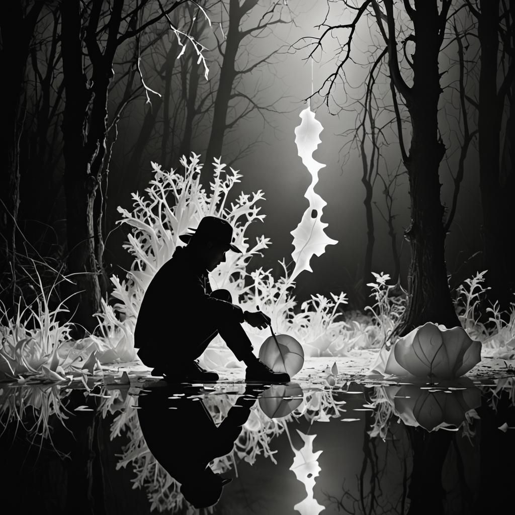 Eerie Black and White Photogram with Solarization Effect