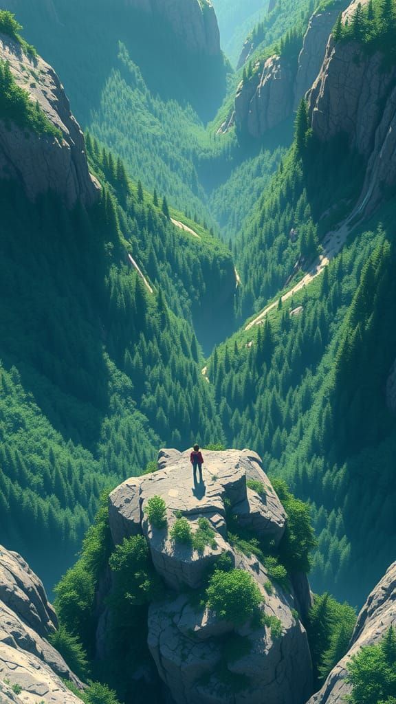 Isometric Mountain Top in Anime Style