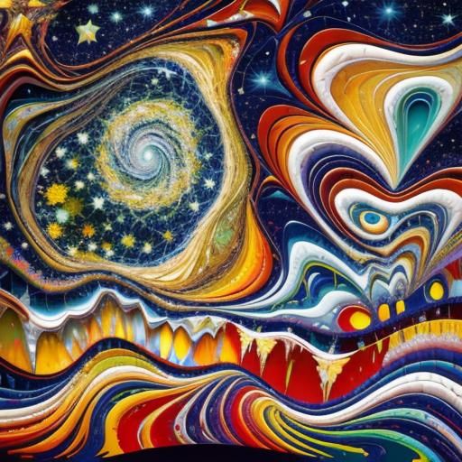 Surreal Starry Night Mosaic in Expressionist Style