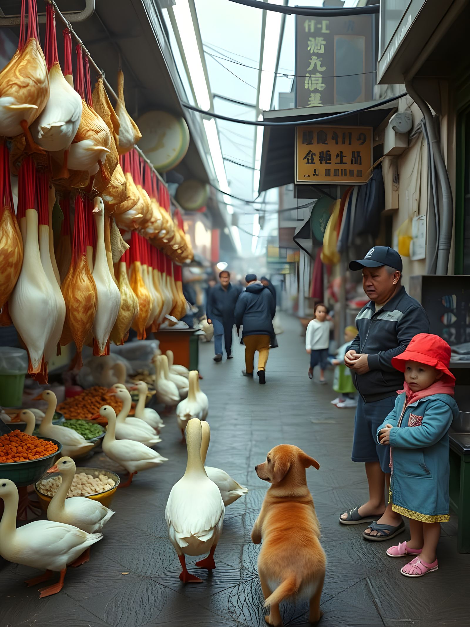 Vibrant Chinatown Market Scene in Traditional Style