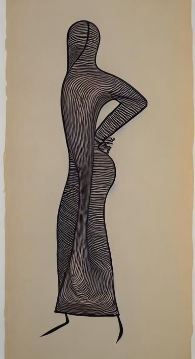 Woman in Ink Jumper: Calligraphic Art