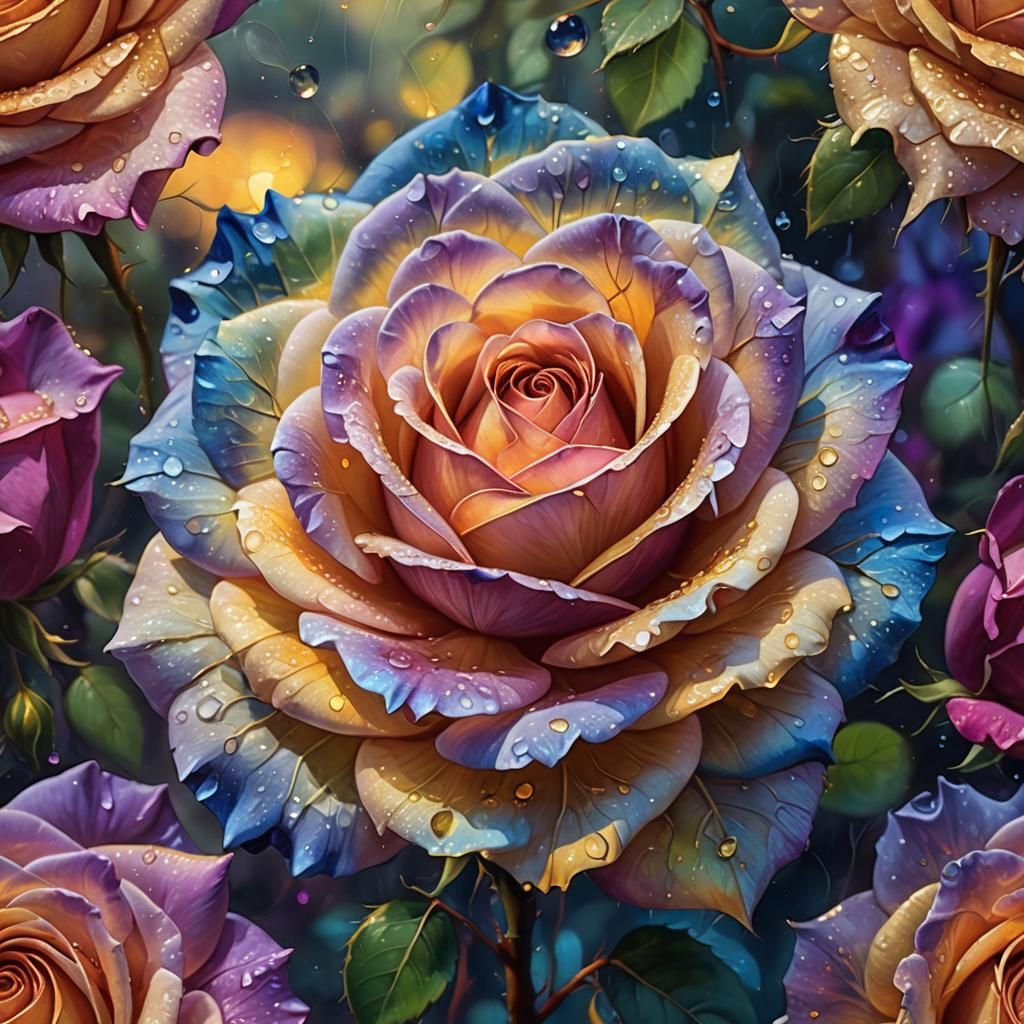 Mystical Rose in Vibrant Art Nouveau Style