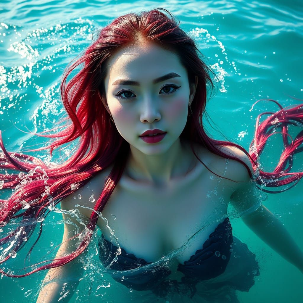 Mysterious Mermaid Witch in Turquoise Waters