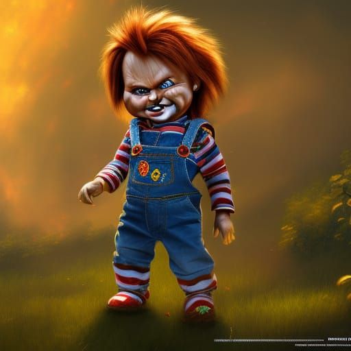 Ethereal Chucky Fantasy Scene in Deep, Vibrant Colors