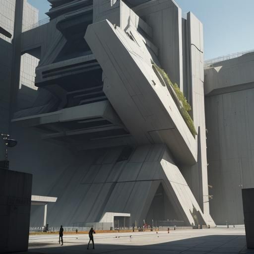 Brutalist Architecture with Data Reels in Hyperrealistic Sty...