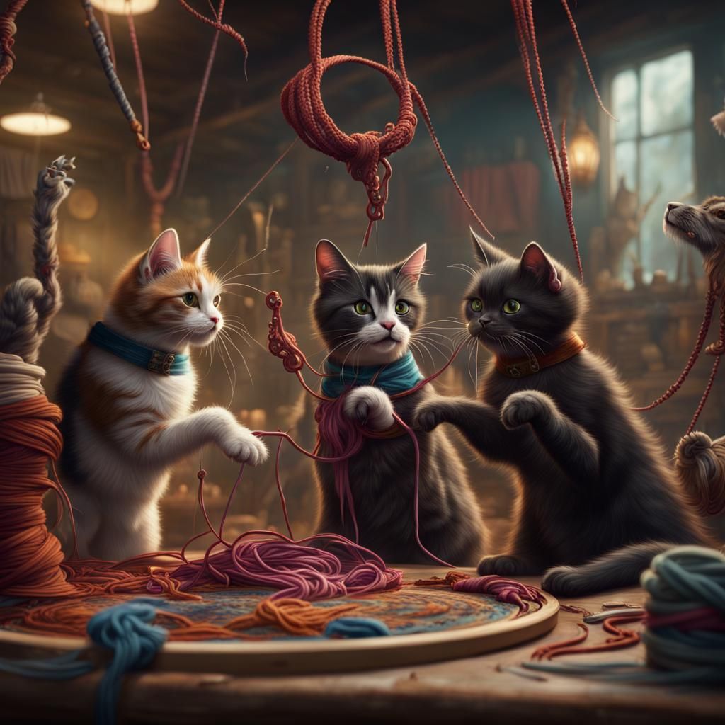 Mischievous Cats Cause Chaos at Embroidery Factory