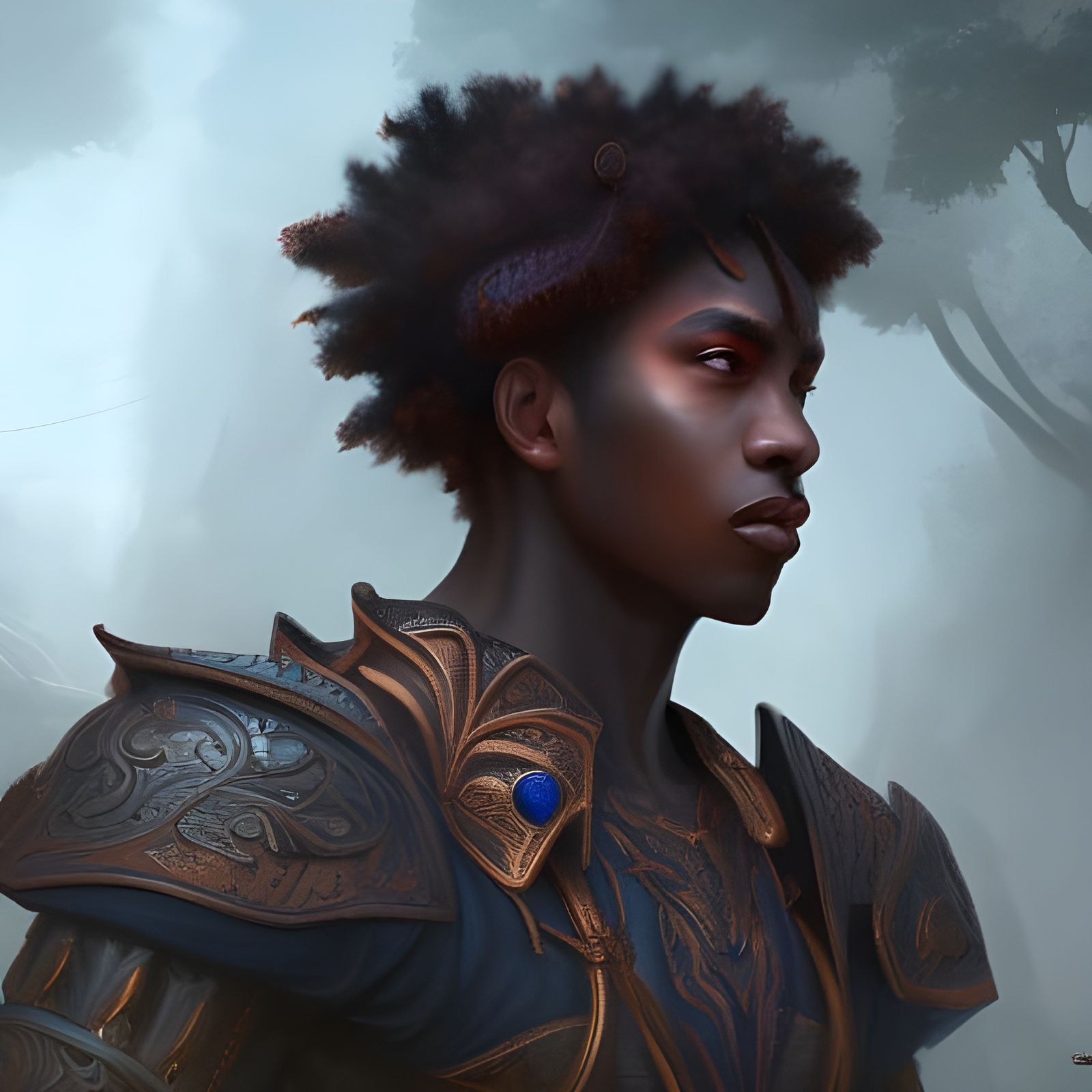 Handsome Black Warrior in Detailed Matte Painting