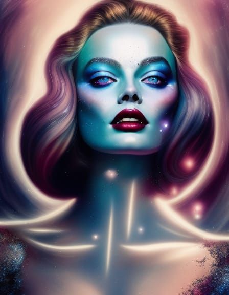 Ethereal Space Queen Portrait in Digital Art Style