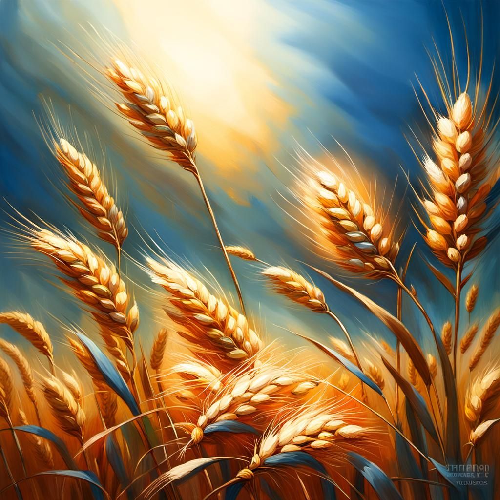 Golden Wheat Field in Impressionist Oil Painting Style