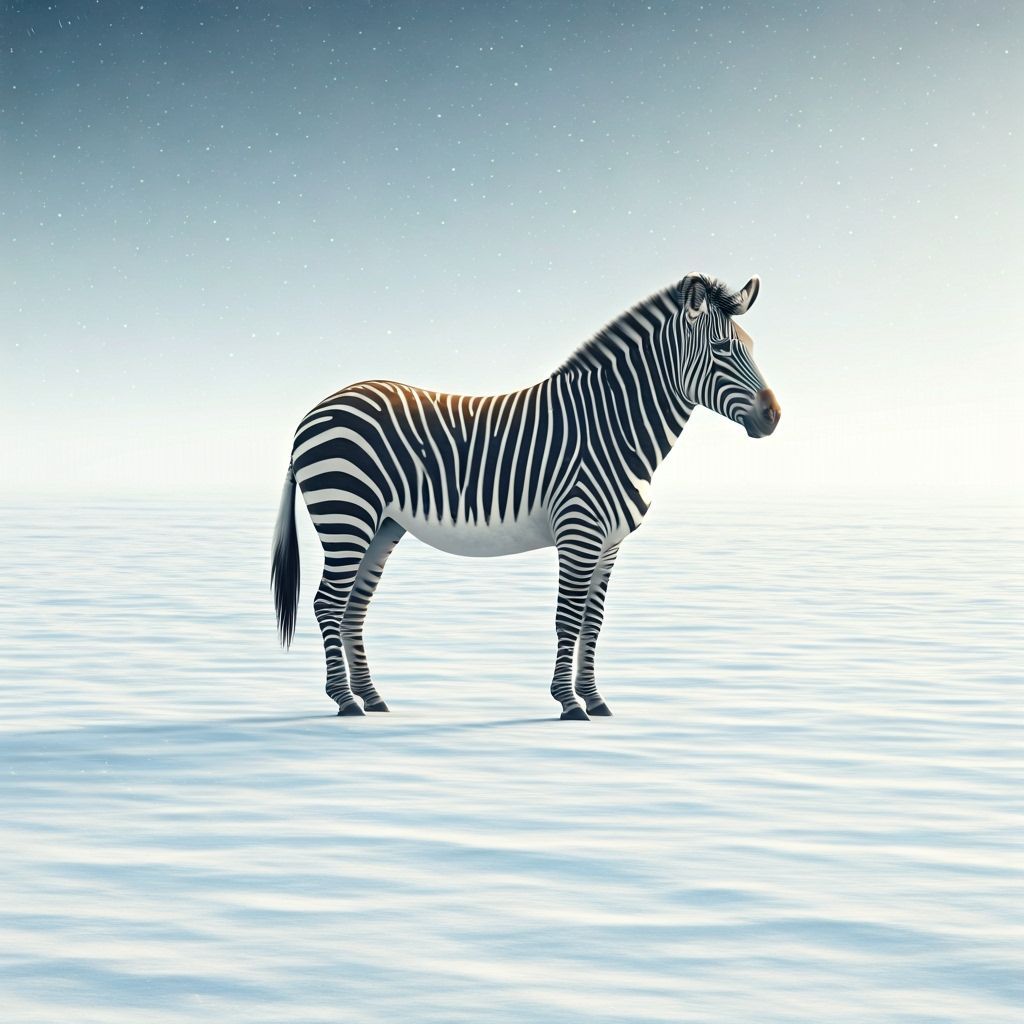 Striking Zebra Silhouette in Endless Winter Landscape