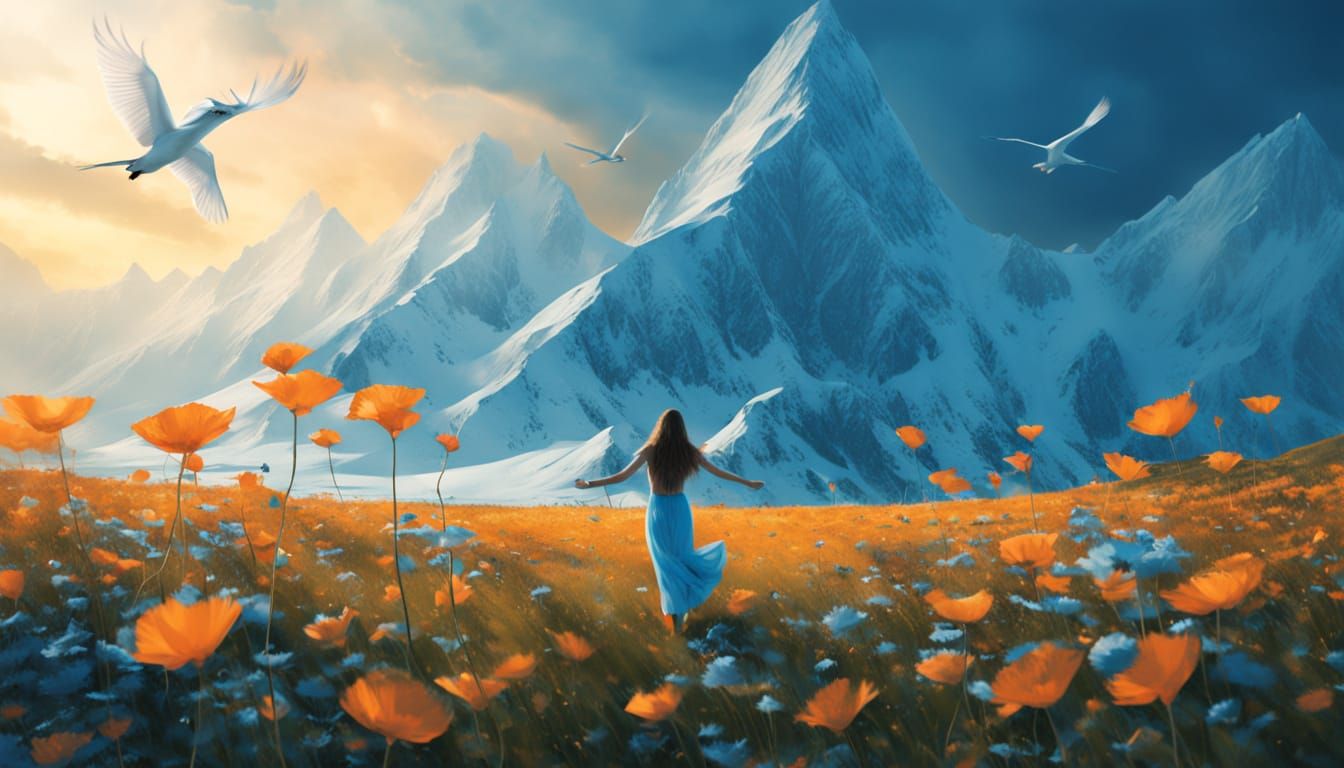 Ethereal Nectar Gathering in a Surreal Dream Garden