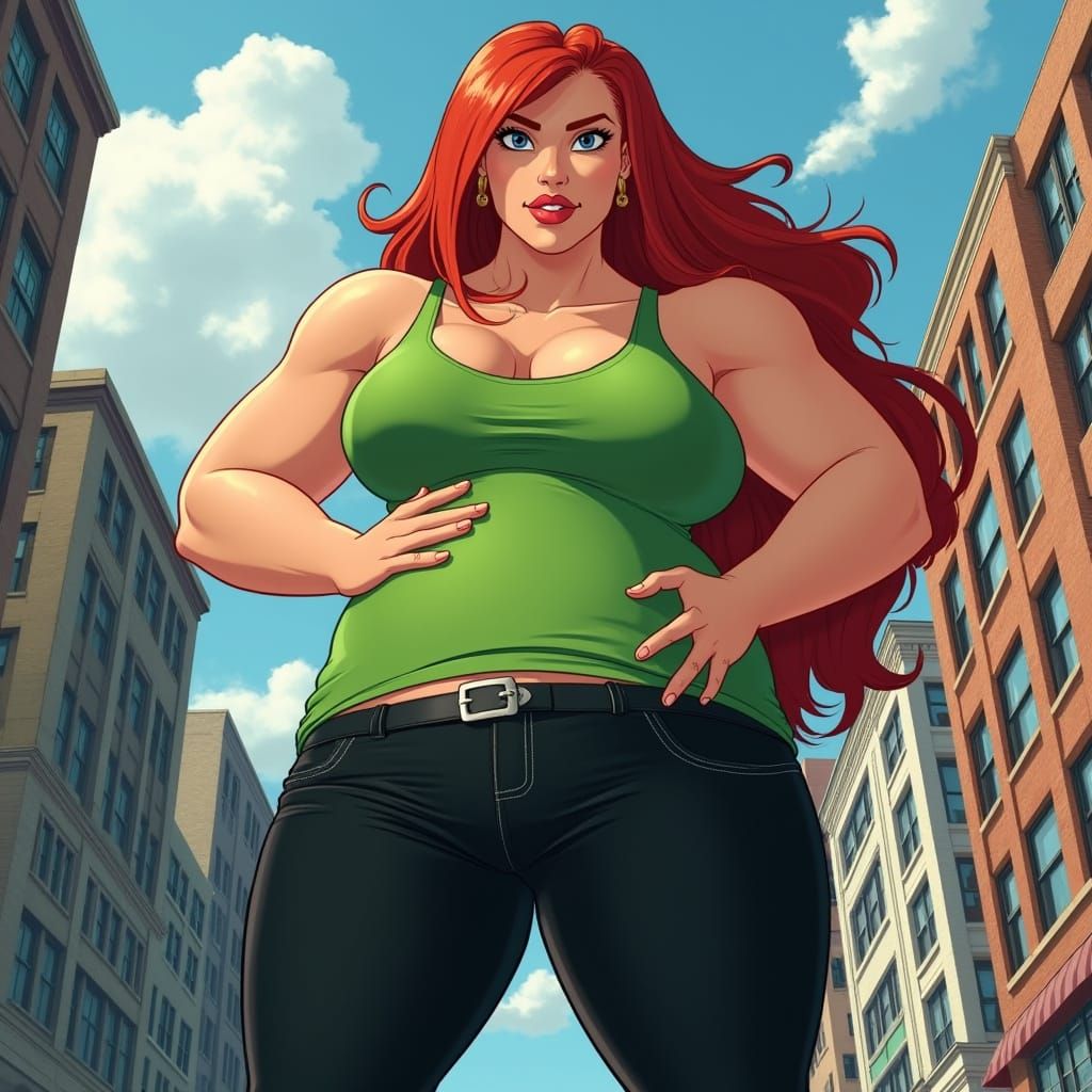 Giantess Kim Possible in Bold Comic Book Style