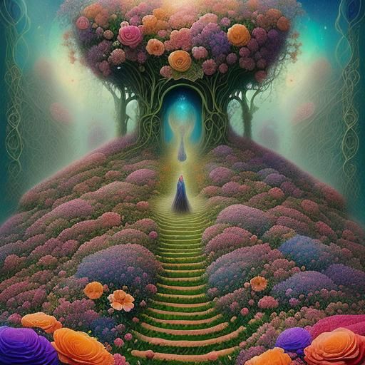 Surreal Floral Brainscape in Photorealistic Fantasy Style