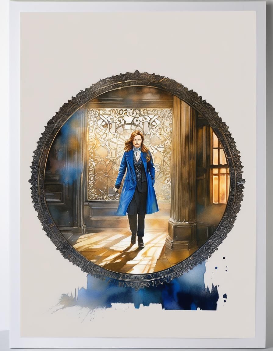 Lady Tennant Portrait in Watercolor Gouache Style