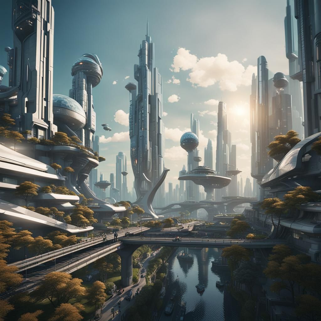Hyperrealistic Futuristic City in Cinematic Style