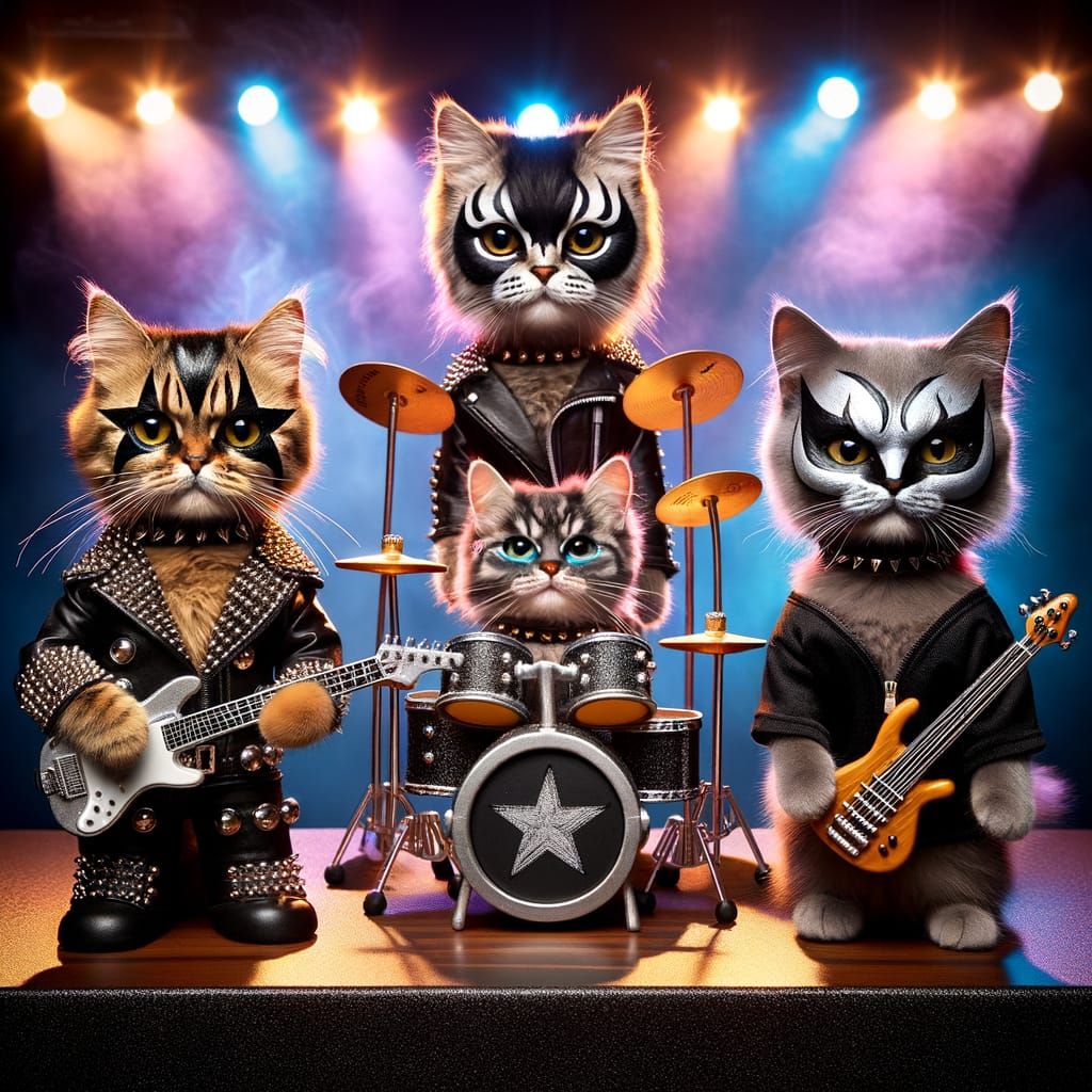 Cats Recreate Glam Rock Band in Concert