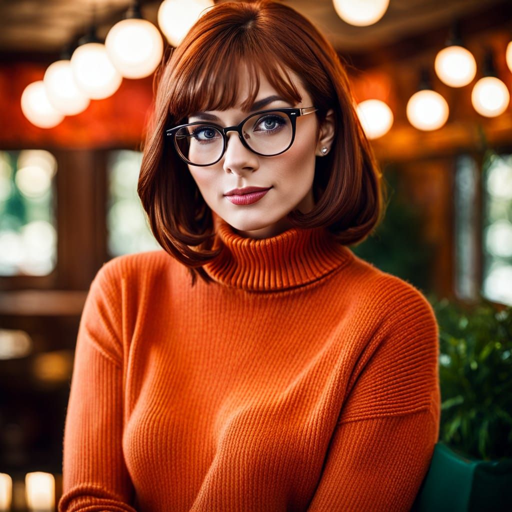 Portrait of Woman with Auburn Hair in Cozy Style