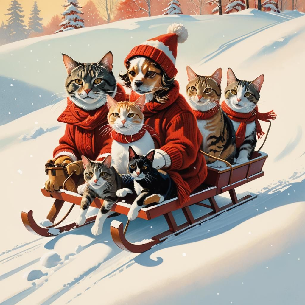 Warm Winter Wonderland in Classic American Realism Style