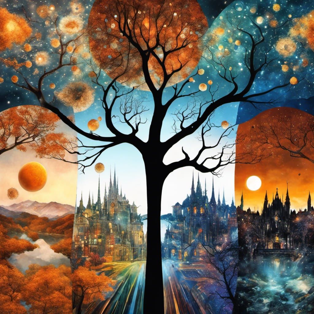 Ethereal Glass City Landscape in Klimt Style