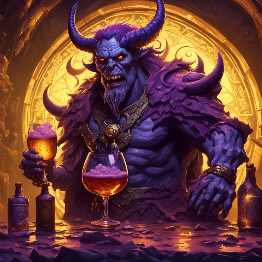 Alcohol Demon in Dark Fantasy Style