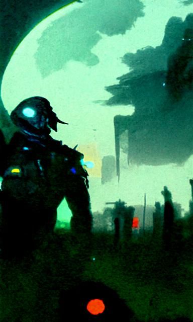 Lonely Moon Recruit in Ominous Neon Style