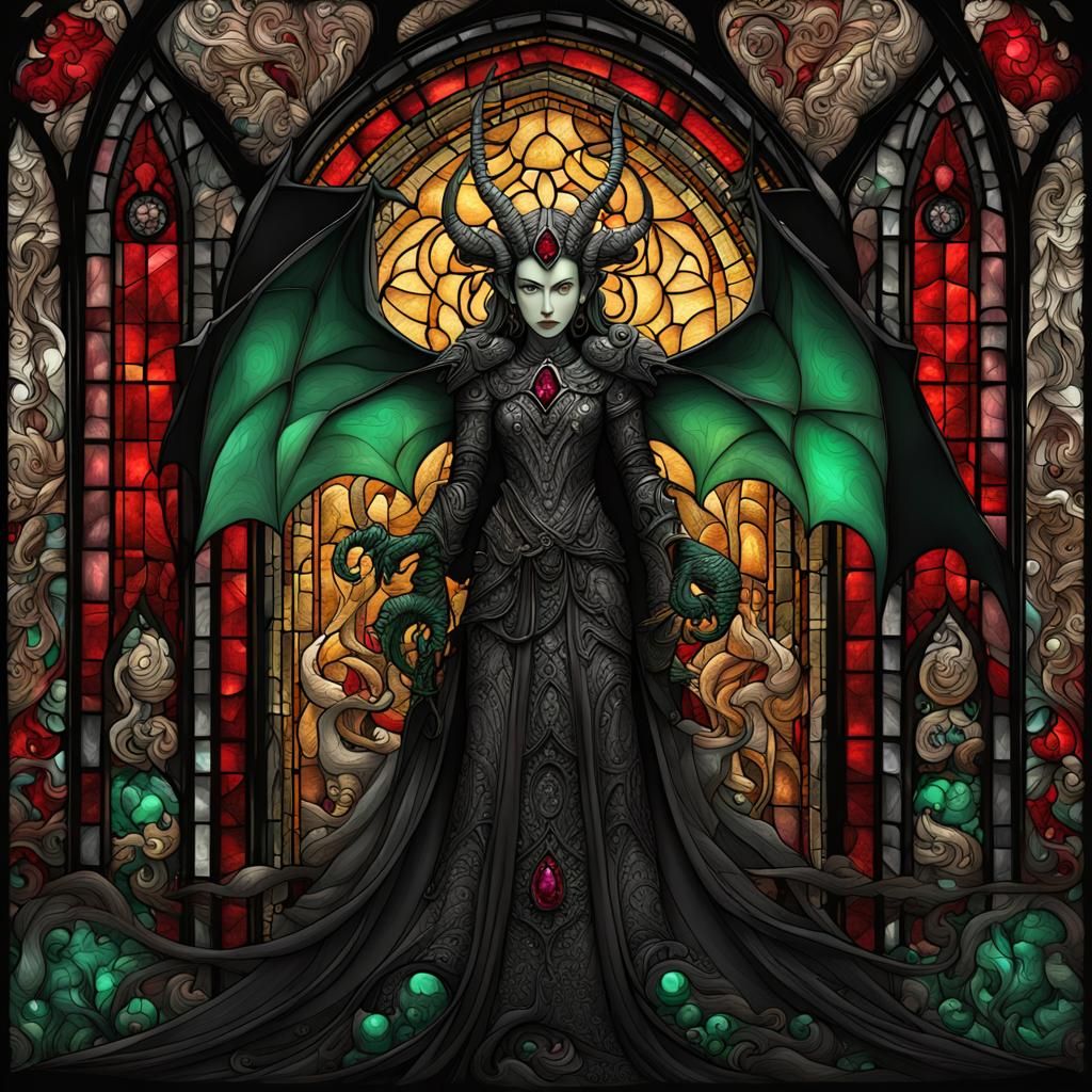 Horned Ebony Lady in Cthulhu Cathedral