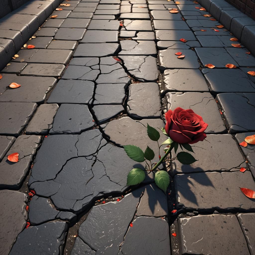 Rose in Urban Crack: Fantasy Concept Art