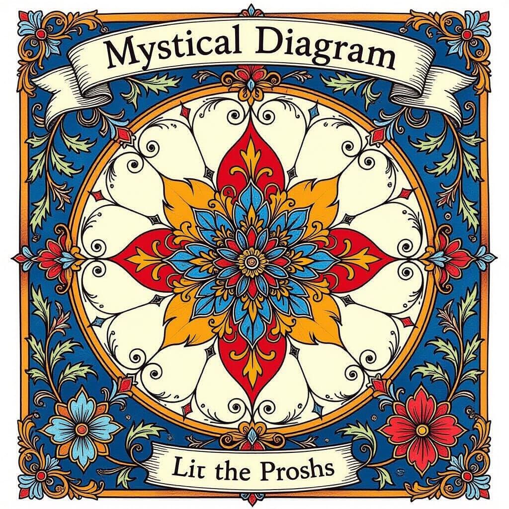 Mystical Mandala Coloring Page on White Background