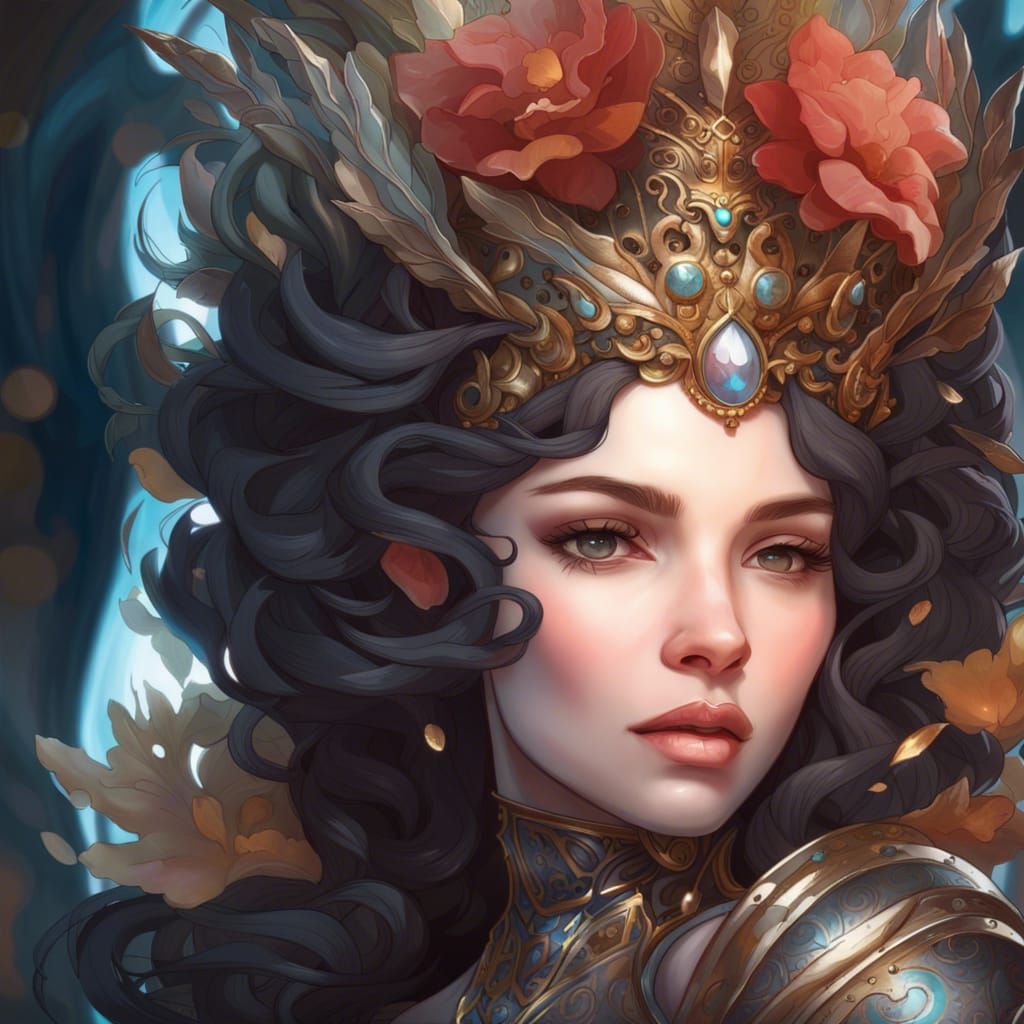 Intricate Portrait of Empress with Crown, Hyperdetailed Art