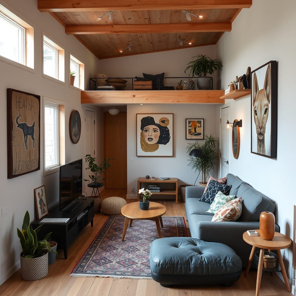 Artist's Tiny Home Living Area Design