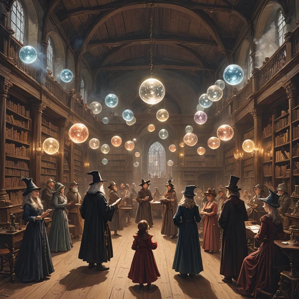Wizard Class with Radiant Crystal Balls in Hall