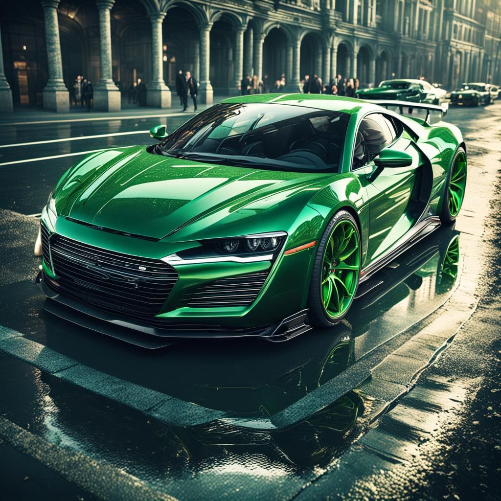 Green Sports Car: Epic Digital Matte Painting