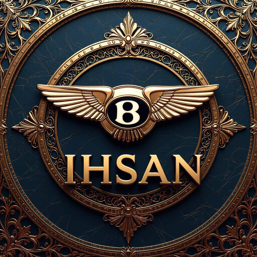 IHSAN Logo with Bentley Symbol in Matte Painting Style