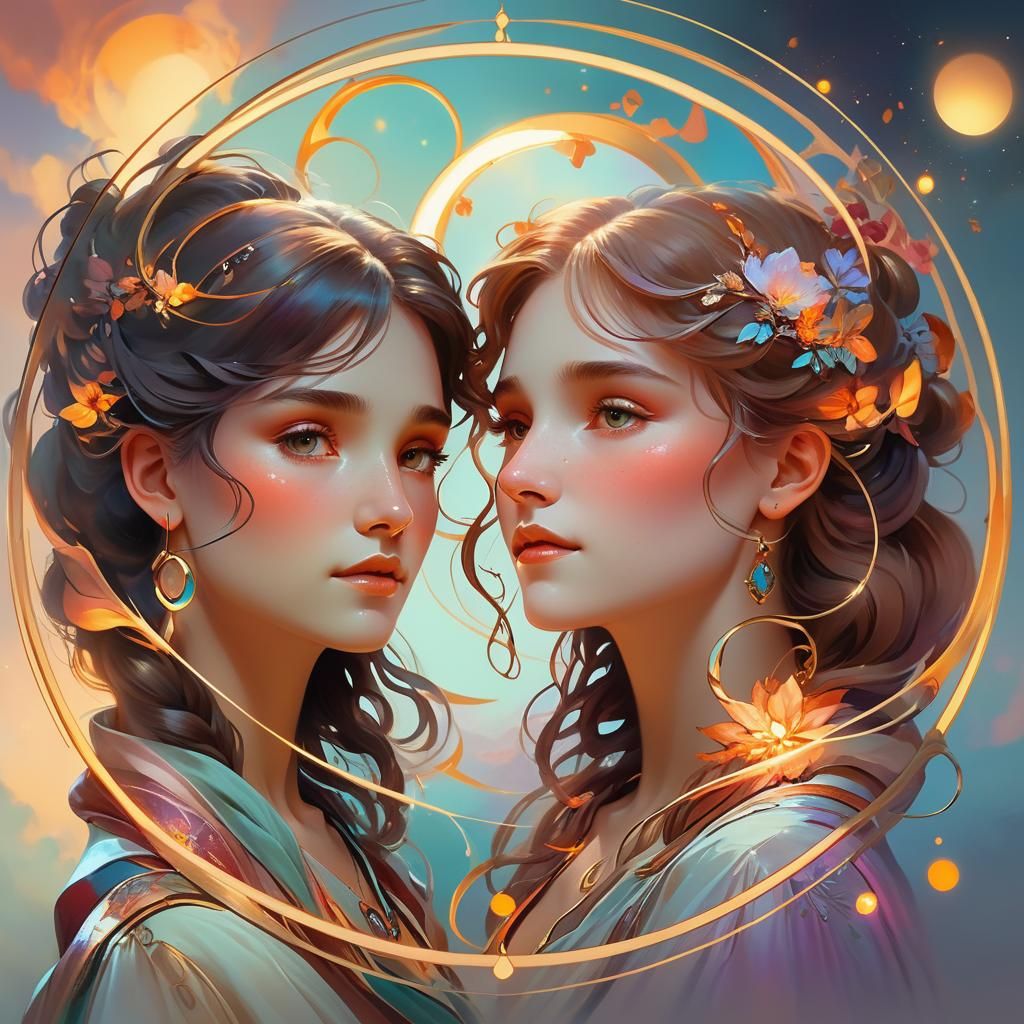 Intertwined Circles Healing in Surrealist Style