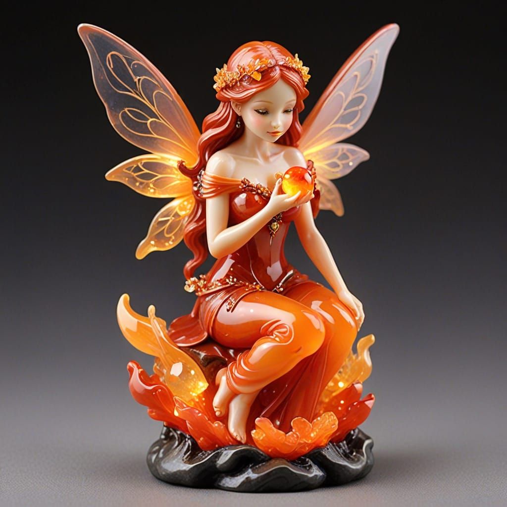 Fire Opal Fairy Gemstone Figurine
