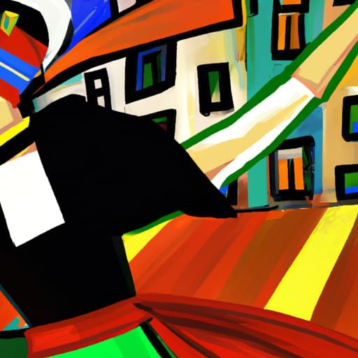 Woman Dancing in City Street, German Expressionism