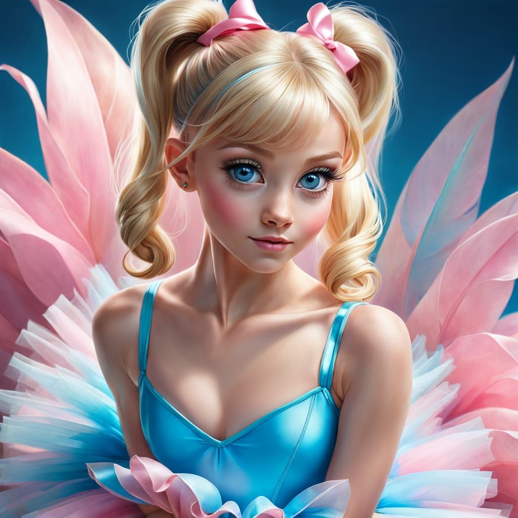 Dee Dee in Pink Tutu: Vibrant Digital Art Portrait
