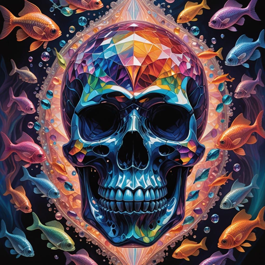 Resplendent Fish Dance Amidst Rainbow Crystal