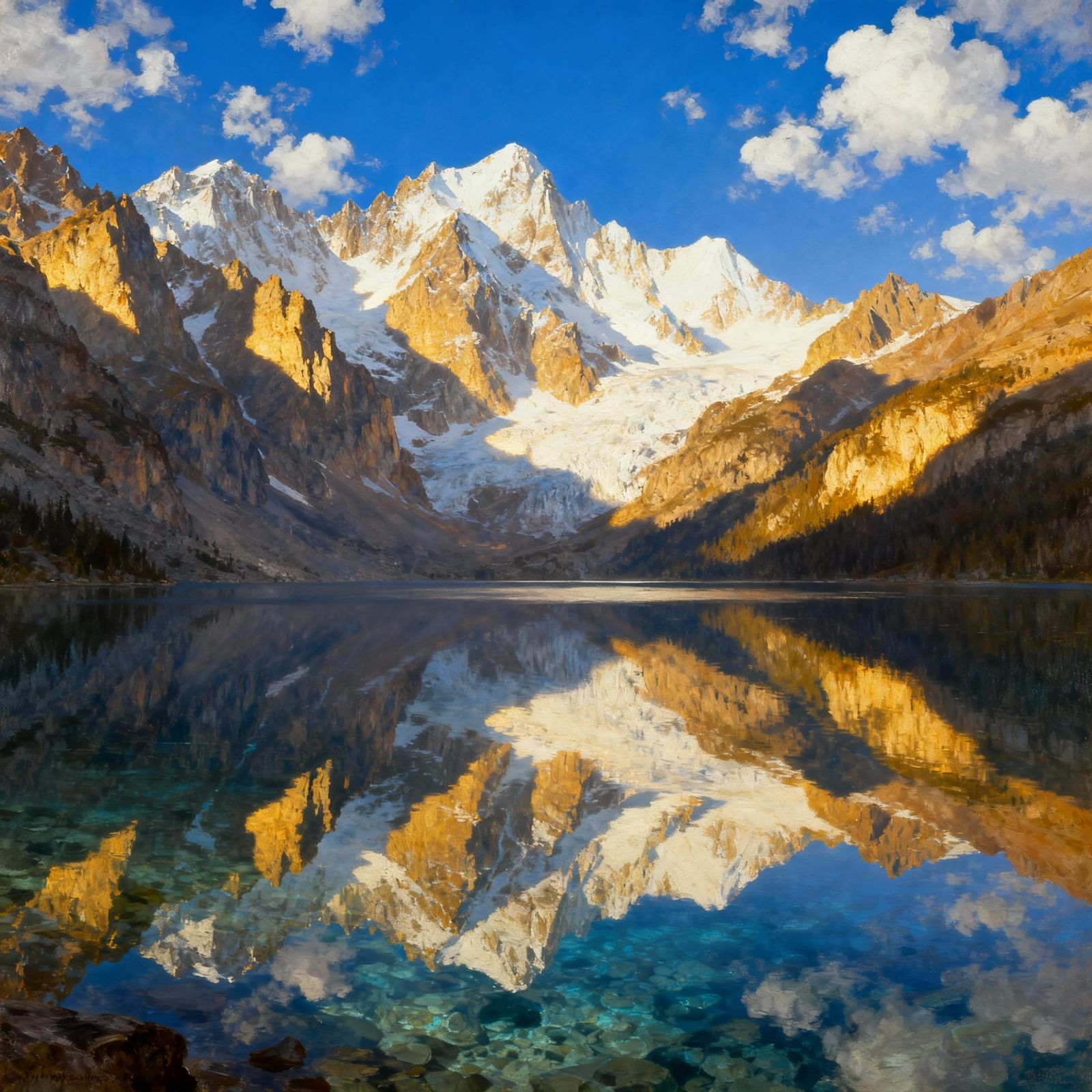 Majestic Mountain Reflection in Crystal Clear Lake