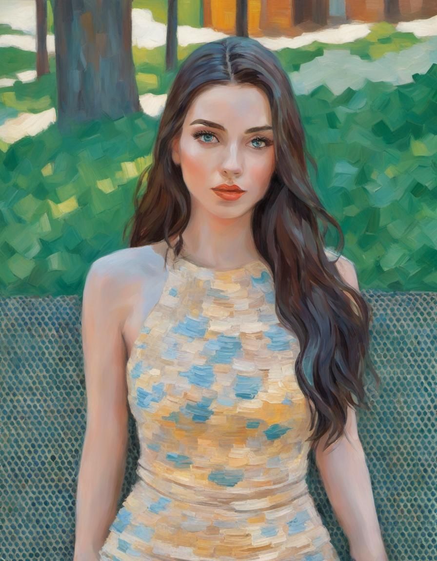 Post-Impressionist Painting of a Beautiful Woman