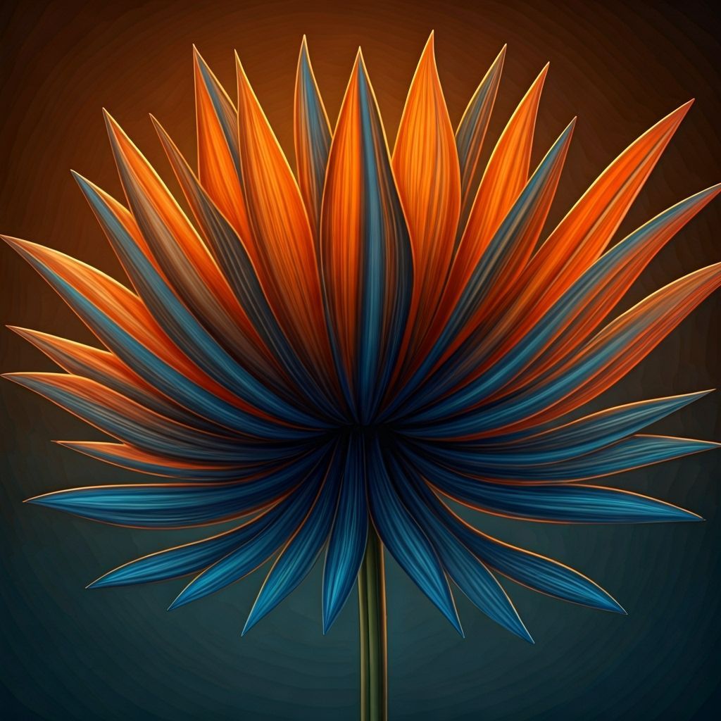 Majestic Orange and Blue Flower in 3D Alcohol Ink