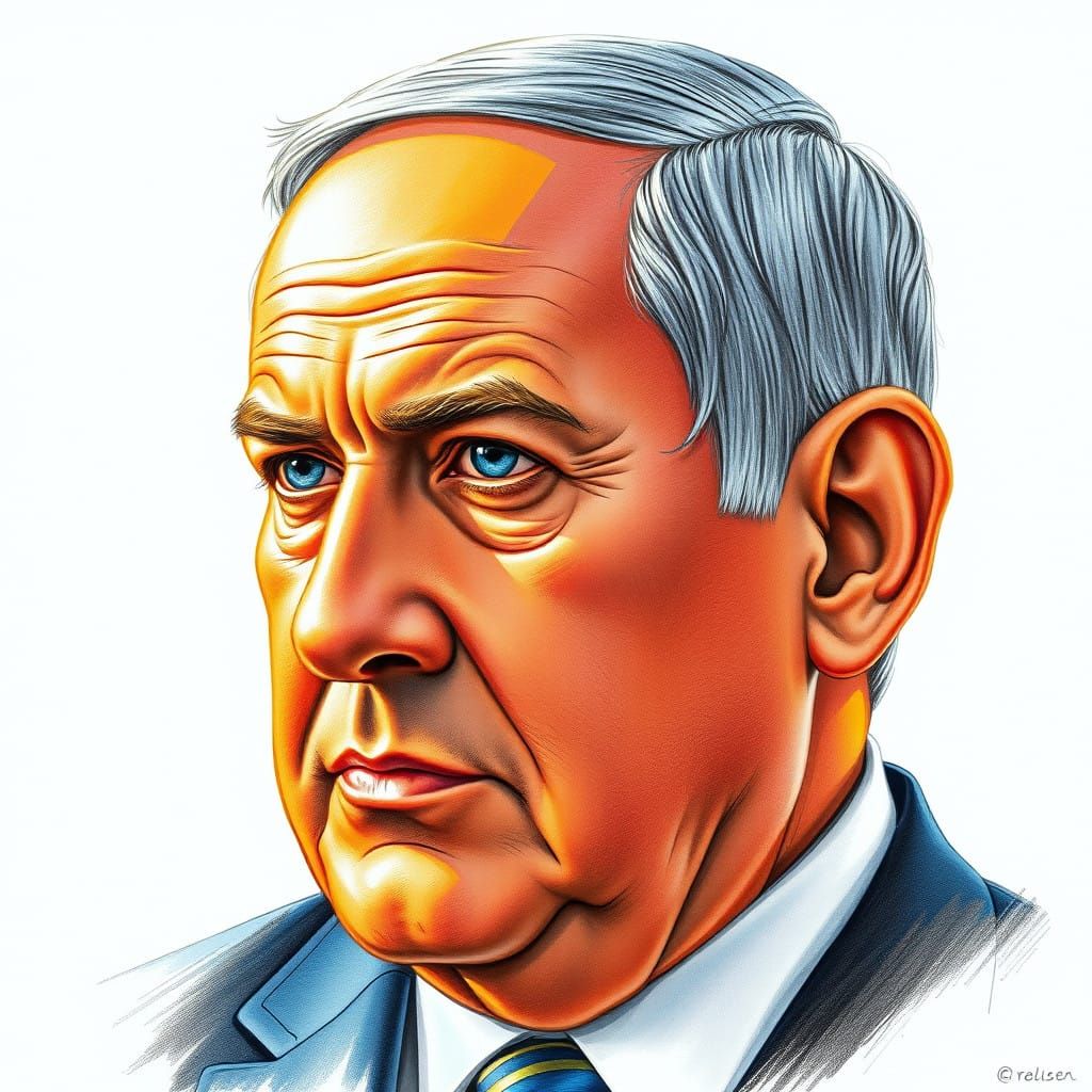 Hyper-Realistic Portrait of Bibi Netanyahu in Art Nouveau an...