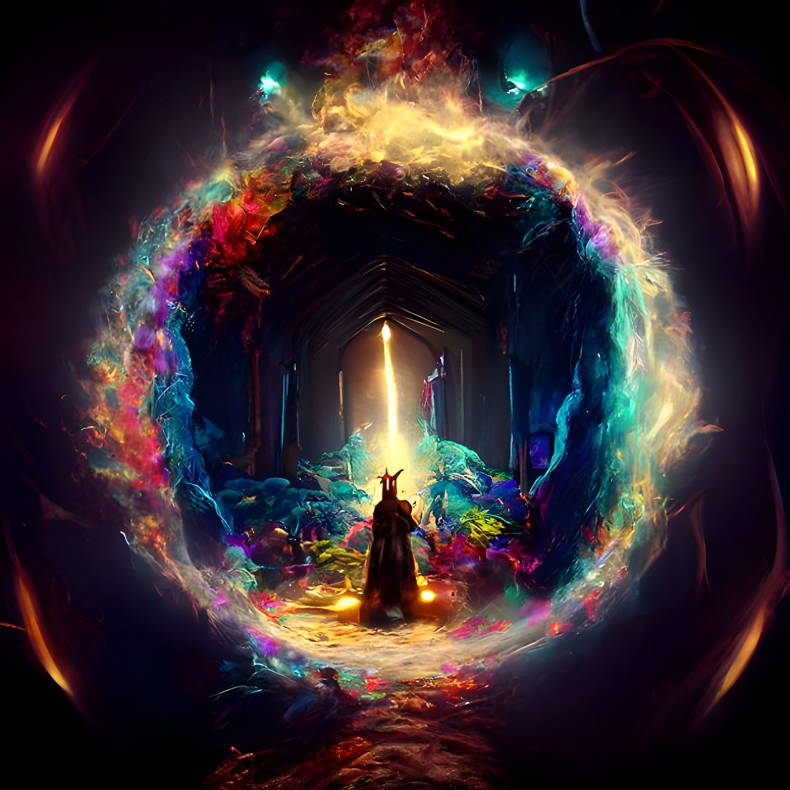 Majestic Wizard Opens Multidimensional Portal