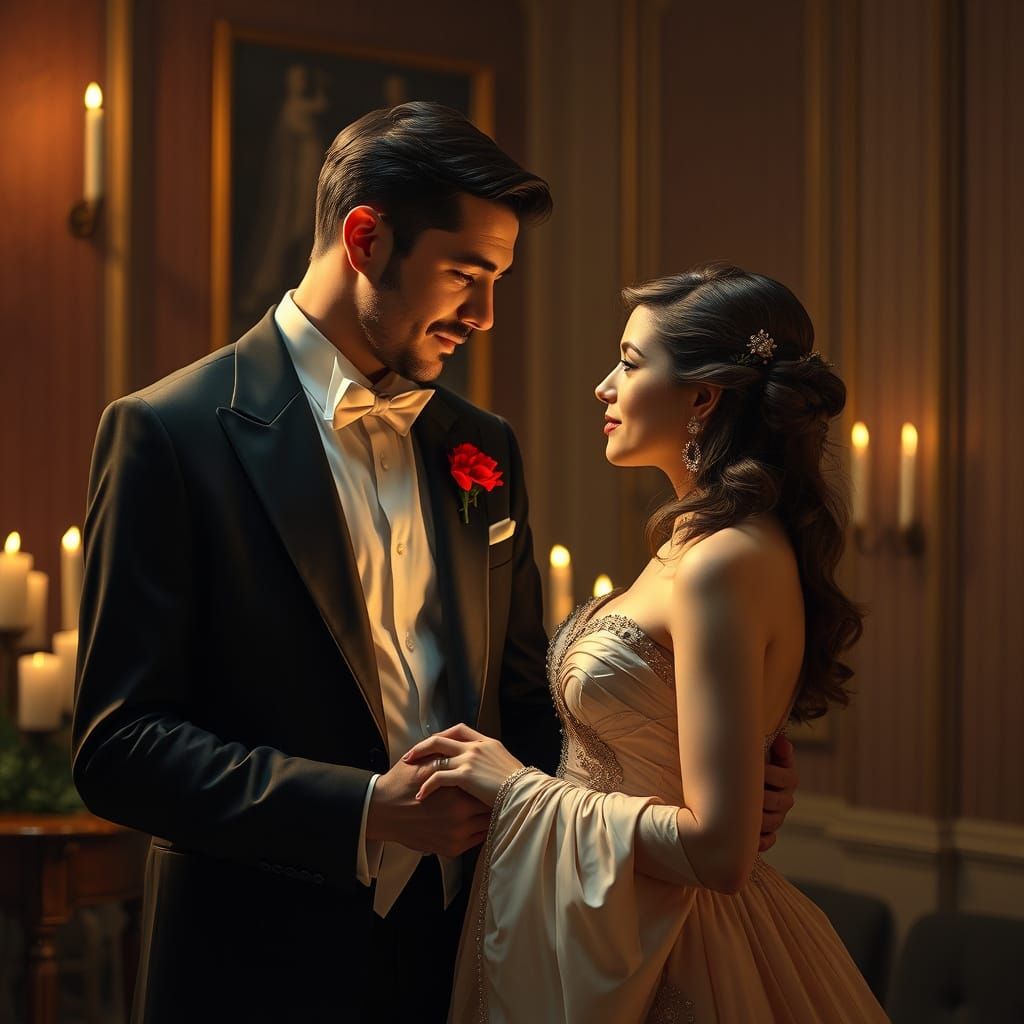 Romantic Moment in Soft Lighting